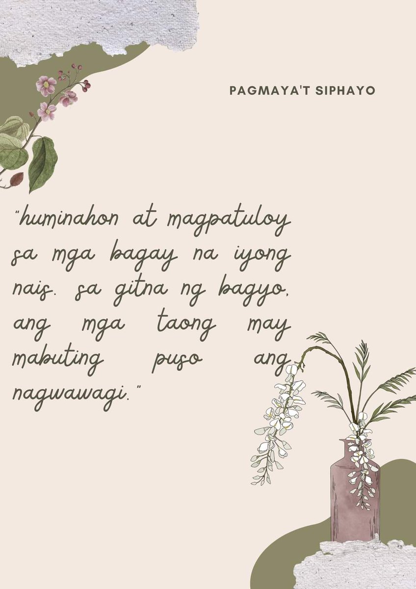 PagmayaSiphayo's tweet photo. hayaan mo ang mundo ang magsabi sa iyo.
ipagpatuloy mo lang ang pagiging mabuting tao, 
at tadhana na ang magiging daan,
daang magdadala sa tunay na hangarin ng iyong puso.
-
pagmaya't siphayo

Fb: Pagmaya't Siphayo
ig: coming soon

#sarili
#mgatula
#sulat
#tula
#tamangpanahon https://t.co/gfiopDjMGK