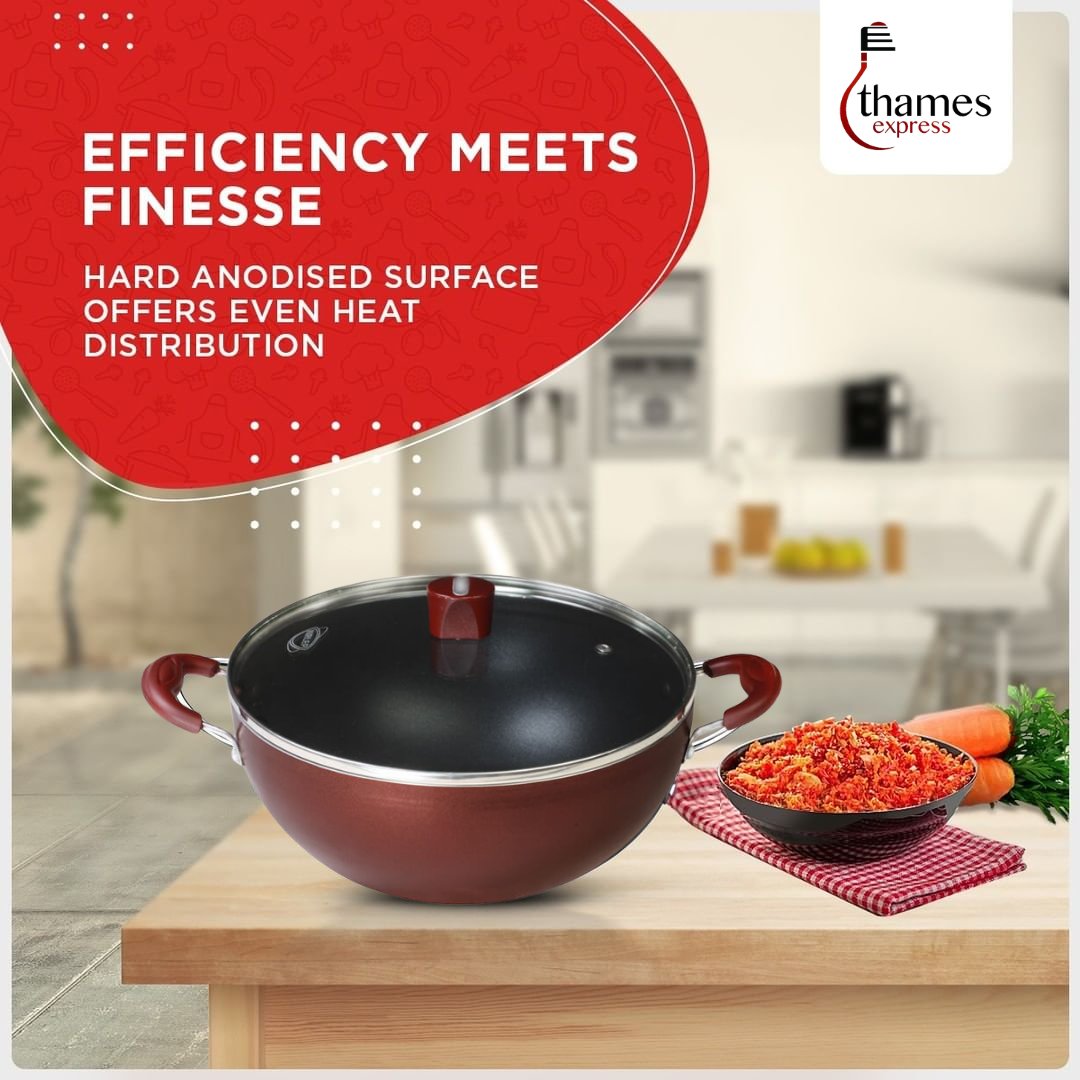 Craving comfort food? The Nirlep Selec+ Deep Kadhai with its even heat distribution makes cooking your favorite meals super easy! #ThamesExpress #Cookware #nonstick #livewell
