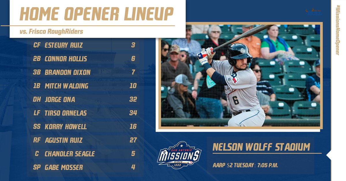 The day has finally arrived....the 2022 Missions home opener! The Missions host the Frisco RoughRiders for <a href="/AARPTX/">AARP Texas</a> $2 Tuesday. First pitch at 7:05 p.m.