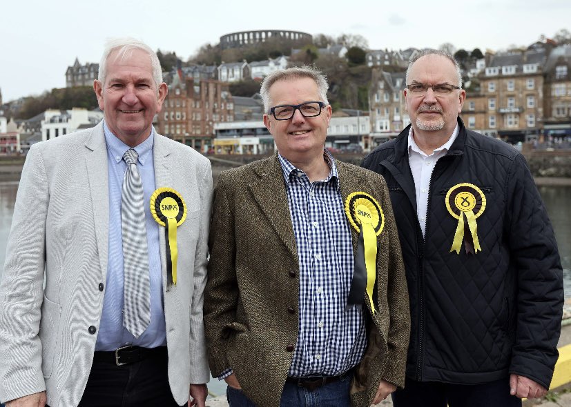 BrendanOHaraMP's tweet photo. Great to meet up with our @theSNP candidates Willie Hume and Jim Lynch today who are standing in the Oban South and the Isles ward for Argyll &amp; Bute council. Jim has been an excellent group leader and Willie will be a tremendous addition to the team. https://t.co/fhlgQxHJ3q