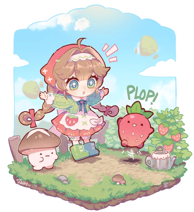🍓A new friend🍓
Fanart for @fluffnest , I'm in love with their project! 