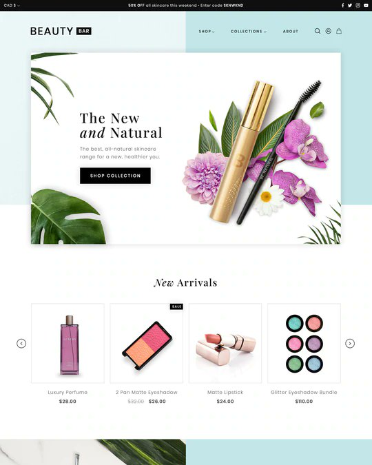 MarketplaceSol's tweet photo. The Beauty Bar™ premium Shopify theme for the #HealthandBeauty industry was launched in 2020 &amp; now available on OS 2.0

Showcase your brands inner beauty with a stunning #FREE Shopify theme for the Health &amp; Beauty industry that will highlight your brand

#shopify #theme #themes https://t.co/uvA49hgw5P