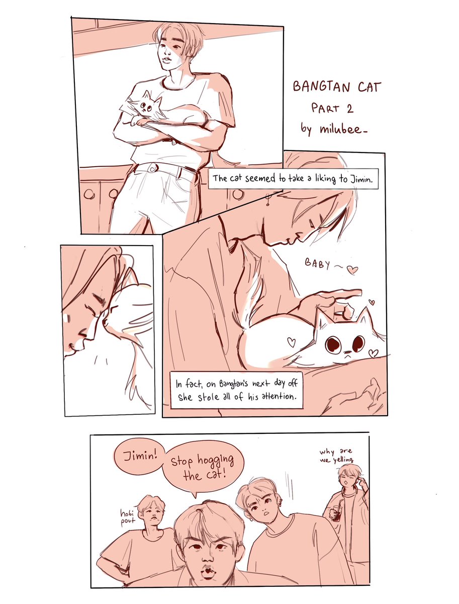 bangtan cat 2/? 
with a new member in the family you gotta fight for your cuddle rights 
#jiminfanart #vmin 