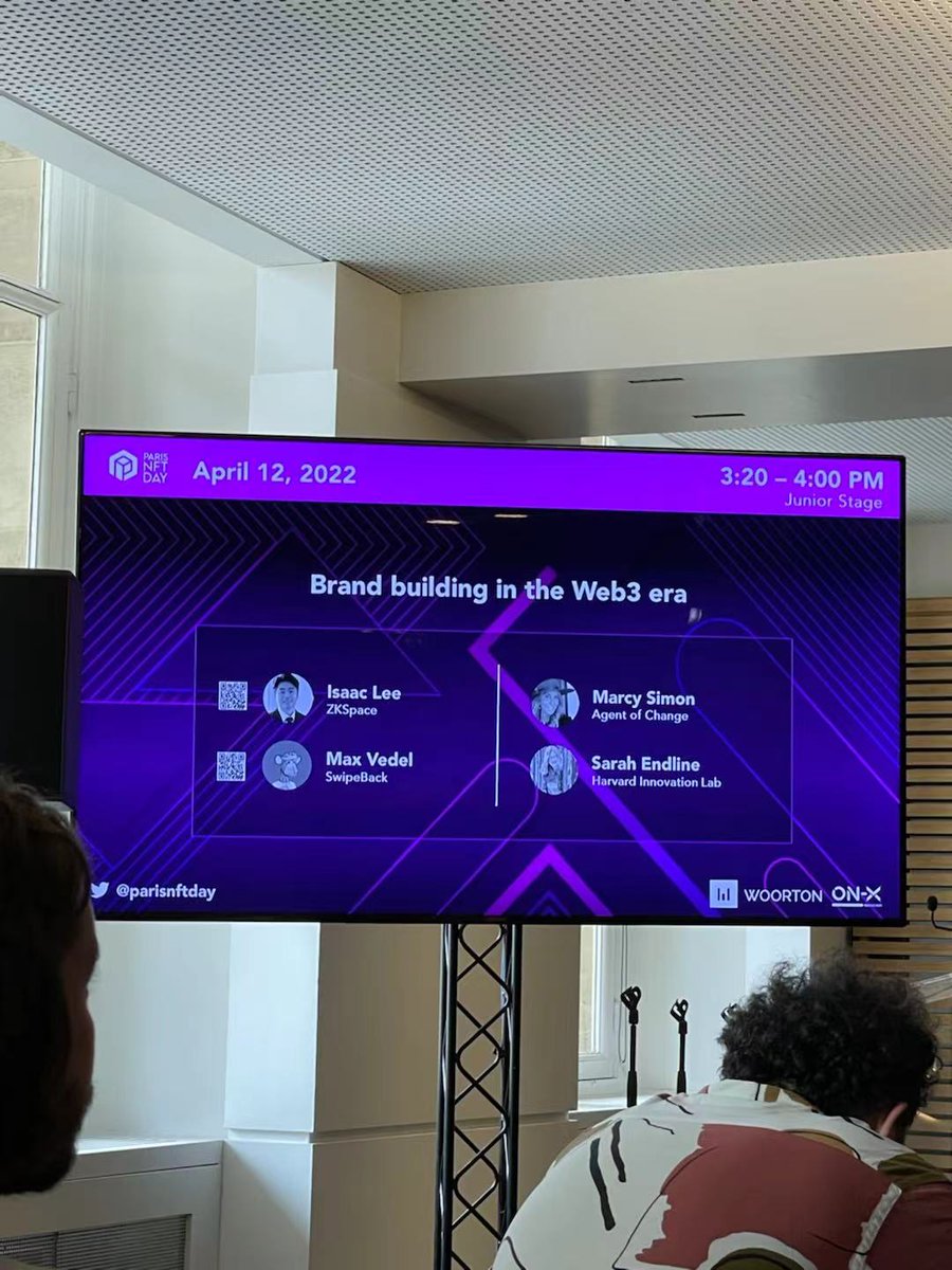 ZKBaseOfficial's tweet photo. Our CIO Isaac Lee spoke on the panel "Brand Building in the #Web3 Era" with @sarahendline @marcy @mxvdl @SwipeBack 

on April 12 at Palais Brongniart

ZKSpace x @parisnft_day 

#ParisNFTDay2022 #PBWS2022 #BuildTheNextWeb #Web3 #NFTCommunity https://t.co/0X9gwKpYRh