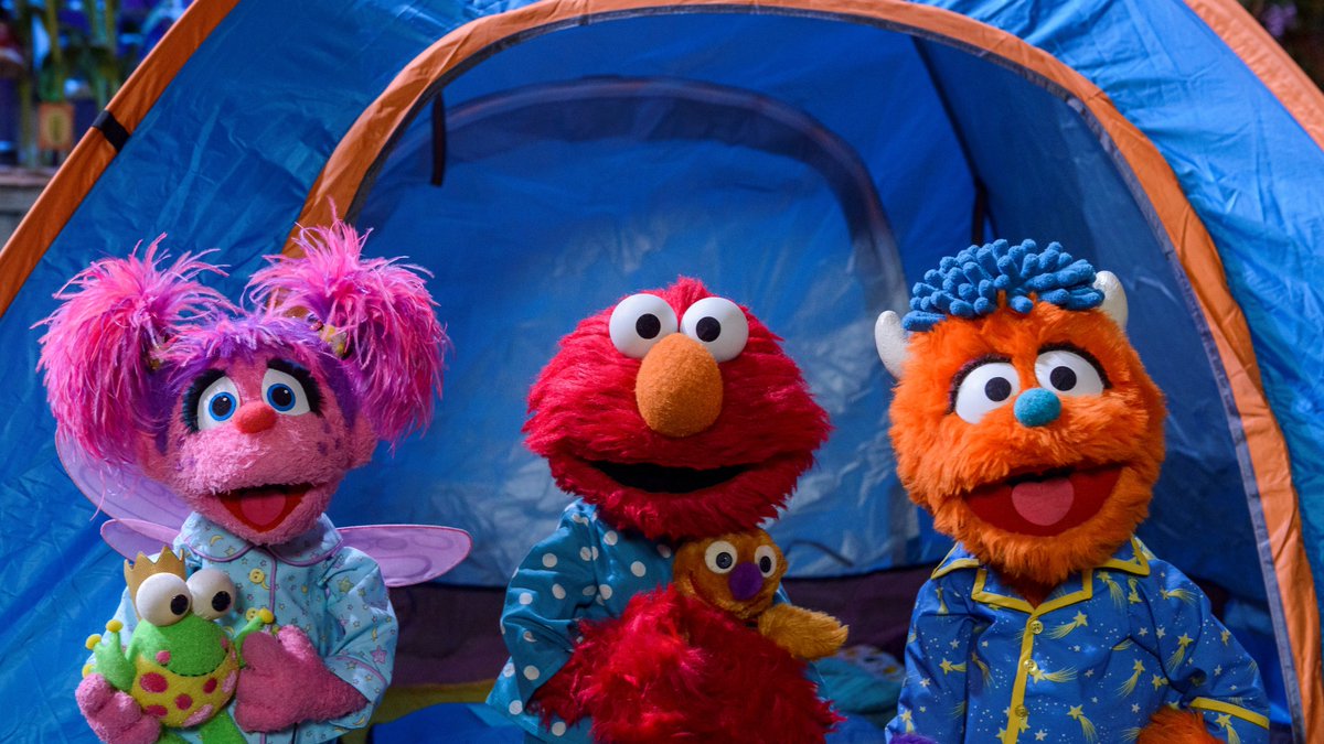 elmo's tweet photo. Elmo is so excited to go camping with Elmo's friends! Someone pass Elmo and Baby David a toasted marshmallow, ha ha ha! https://t.co/uOczzWscA6