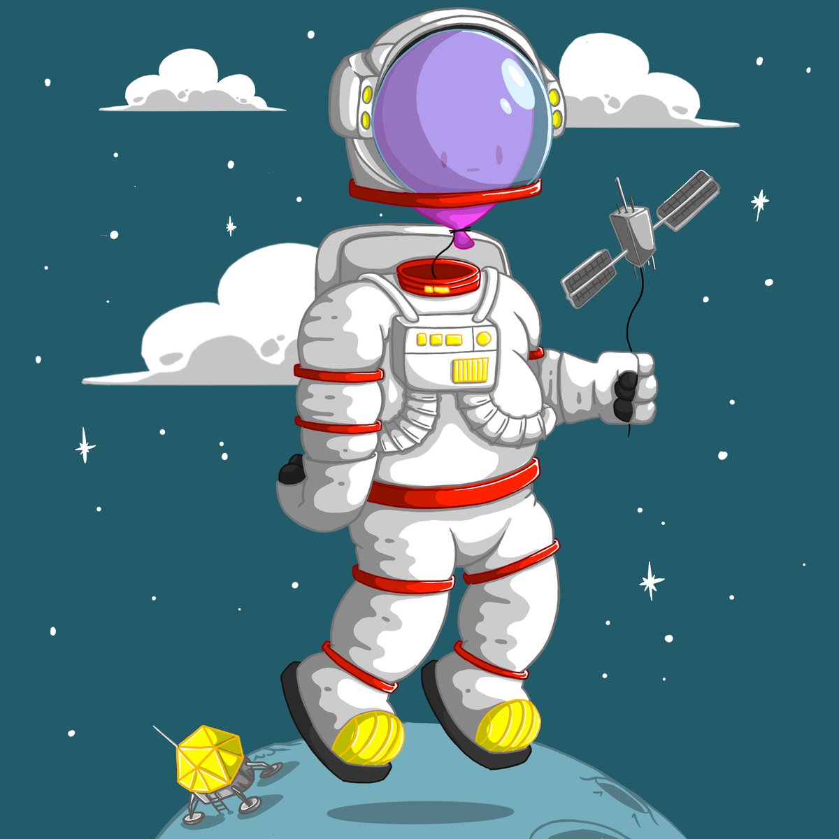 Dropping this week on <a href="/opensea/">OpenSea</a> … no16…  #wip #balloonheadz #no16 #custom #nft #doodle #ipadpro #procreate #astonaut #moonlanding