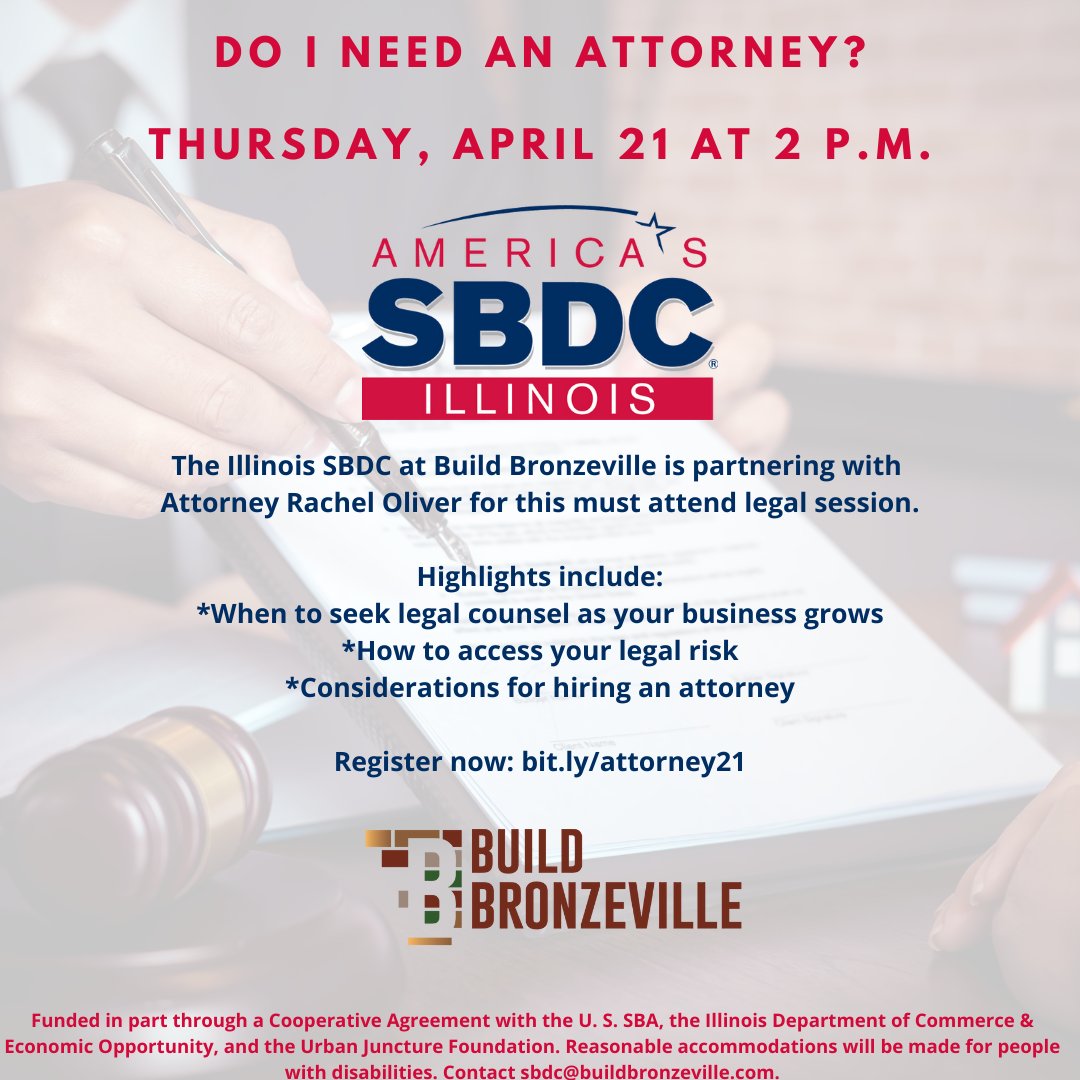 Are you confused about contracts? Do you wonder what's needed to reduce your risk of being sued? Join this virtual session to get answers and learn why attorneys are an important part of a business team. Register via the link in bio! #businesslaw #chicagoentrepreneurs