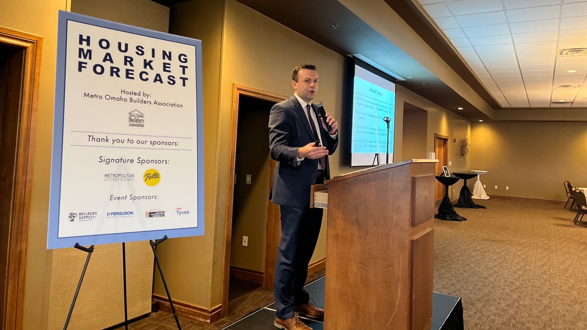 KansasCityFed's tweet photo. John McCoy, assistant economist at our #Omaha Branch, spoke to the Metro Omaha Builders Association today about the demands on the local housing market. To stay up to date on #Nebraska's #economy, visit https://t.co/jcTYzQFsGq. @MOBA_omaha https://t.co/mGMpOSCHPr