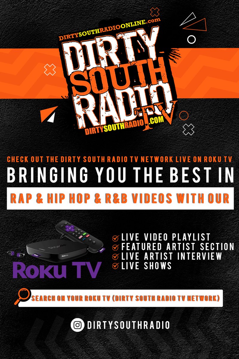 dirtysouthradio's tweet photo. Dirty South Radio TV Network LIVE On ROKU TV
Now  ( Search - Dirty South Radio TV Network  ) 
On Your ROKU TV Or Your ROKU TV Box https://t.co/BNS7CLakqK