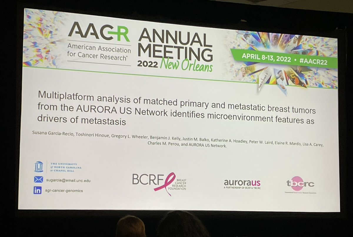 Great presentation from <a href="/sugarciare/">sugarciare</a> of analysis of paired primary and mets from the AURORA US metastatic breast cancer project. #AACR22 <a href="/UNC_Lineberger/">UNC Lineberger</a> <a href="/BCRFcure/">The Breast Cancer Research Foundation</a> <a href="/TheTBCRC/">Translational Breast Cancer Research Consortium</a>