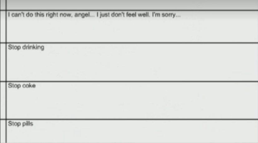 cathyrusson's tweet photo. Under cross-examination #AmberHeard's attorney shows these text messages Depp's sister sent to #JohnnyDepp: 
Stop drinking
Stop coke
Stop pills

@LawCrimeNetwork https://t.co/uVzrQCleij