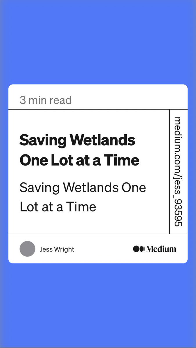 “Saving Wetlands One Lot at a Time” by Jess Wright
link.medium.com/8Rv1ldTVapb