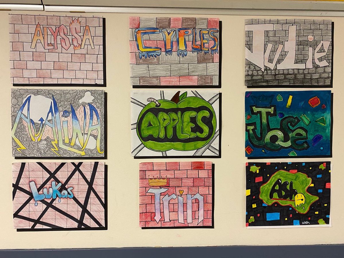 FTSD_Anderson's tweet photo. 7th Grade Graffiti Tags! https://t.co/Y2wtuuYsrH