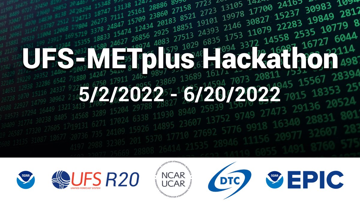 noaaepic's tweet photo. Only 3 days left to sign up for the UFS-METplus Hackathon - registration deadline is April 15.
Registration is limited to 10 teams!
May 2, 2022 - June 20, 2022
For more details visit:
https://t.co/oT647uBPdb
#UFSCommunity #NOAAEPIC https://t.co/9gOhfM0v1u
