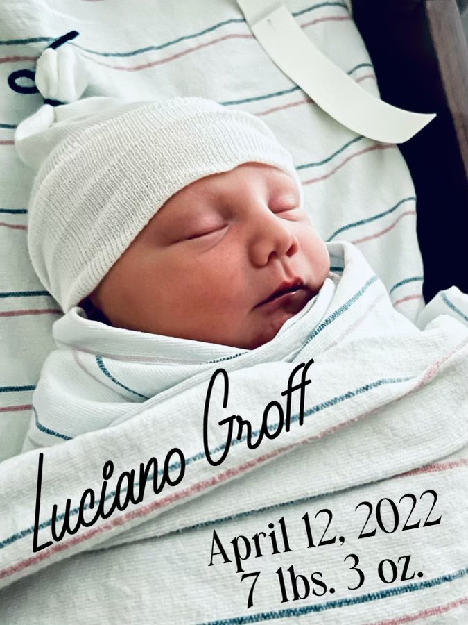 NickGroff_'s tweet image. Excited to announce @Tessa_DelZoppo and my baby boy Luciano Groff into this world! What an incredible experience creating life ❤️
Born 4/12/22 at 2:23am.