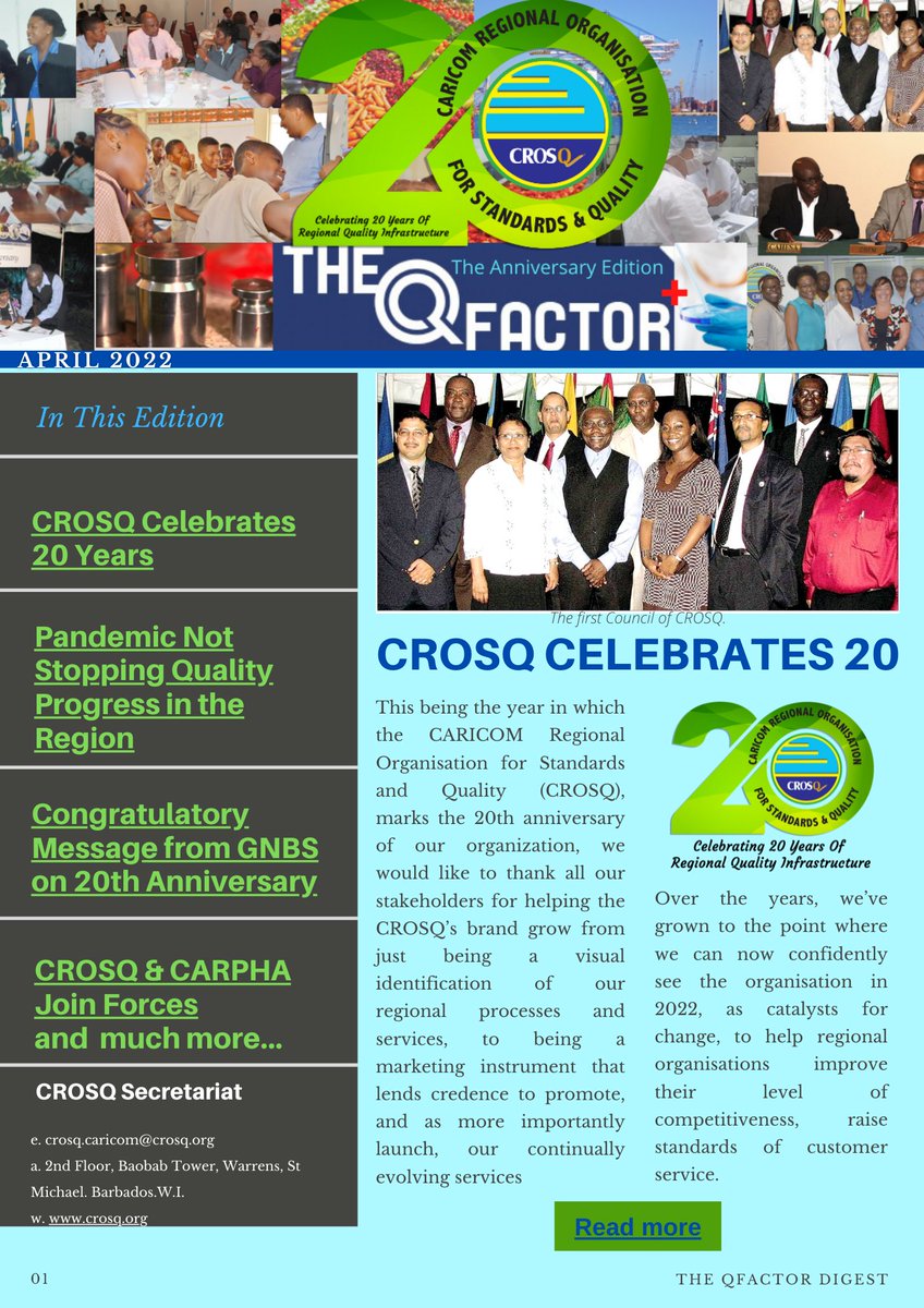 crosqcaricom's tweet image. It&apos;s that time again. Tomorrow! Tomorrow! Watch out for the anniversary edition of the QFactor Digest. Lots to talk about in this edition to bring you up to date on recent developments in the region. Stay tuned...
#QFactor #qualityatwork #CROSQatwork