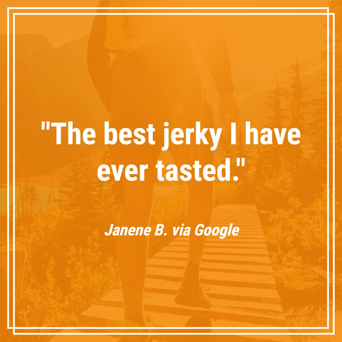 WildGameJerky's tweet photo. Take it from Janene: our jerky is unmatched! Visit our website and get some today: https://t.co/3ZZ1KSjfNW. #JerkyLove #jerkytime #BestJerkyEver #JerkyReview #JerkyLife https://t.co/THjCw3QGSP
