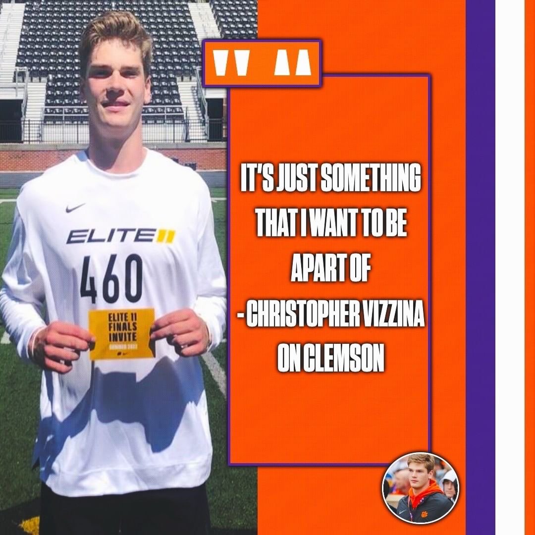 Newest commit in the 2023 class Christopher Vizzina (<a href="/vizzina2/">Christopher Vizzina</a>) told us this regarding his commitment to Clemson