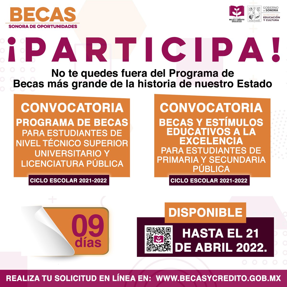 BecasyCredito's tweet photo. 🟤📣 PARTICIPA EN EL PROGRAMA DE BECAS MÁS GRANDE DE NUESTRO ESTADO🟤📣

✅Ingresa a nuestra página https://t.co/1Ys5PF2VEt y realiza tu solicitud en línea 💻.

📌 Tienes hasta el 21 de abril de 2022 para hacer tu solicitud, no te quedes sin participar 🙌🏻. https://t.co/VjRV9ytXsi