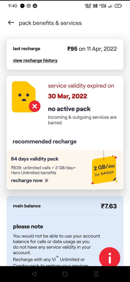 PunitPensalwar's tweet photo. @ViCustomerCare my incoming service is stoped and i recharged 95 rs recharge for combo .. but till my incoming calls are barred what the hell are you doing there loser's https://t.co/WKVF010FgW