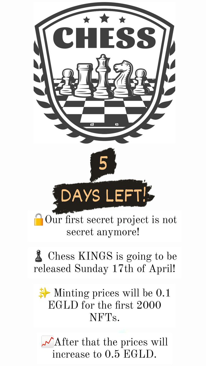 eKINGSnfts's tweet photo. ✨️ Our first secret project is finally here! 

👑 To celebrate this we'll have a different giveaway every day until Sunday!

🥇 0.3 $EGLD
🥈 1 NFT
🥉 1 NFT

🎁For a chance to win ⬇️

✅️Follow us!
✅️RT &amp; tag at least 2 friends
✅️Join our Discord:
https://t.co/kJ5mkhAeKz https://t.co/sZvnaNLd5d