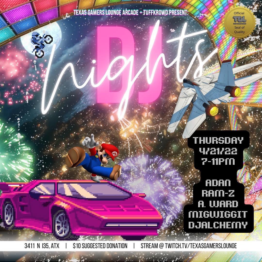 Thursday April 21, 2022
7-11pm
Texas Gamers Lounge
Austin, TX

Givin’ you a mf’ing breakbeat. Tune in or drop in! 

#austin #dj #atx #texasgamerslounge #livestream #dance #music #breakbeats #housemusic #djs #gamers