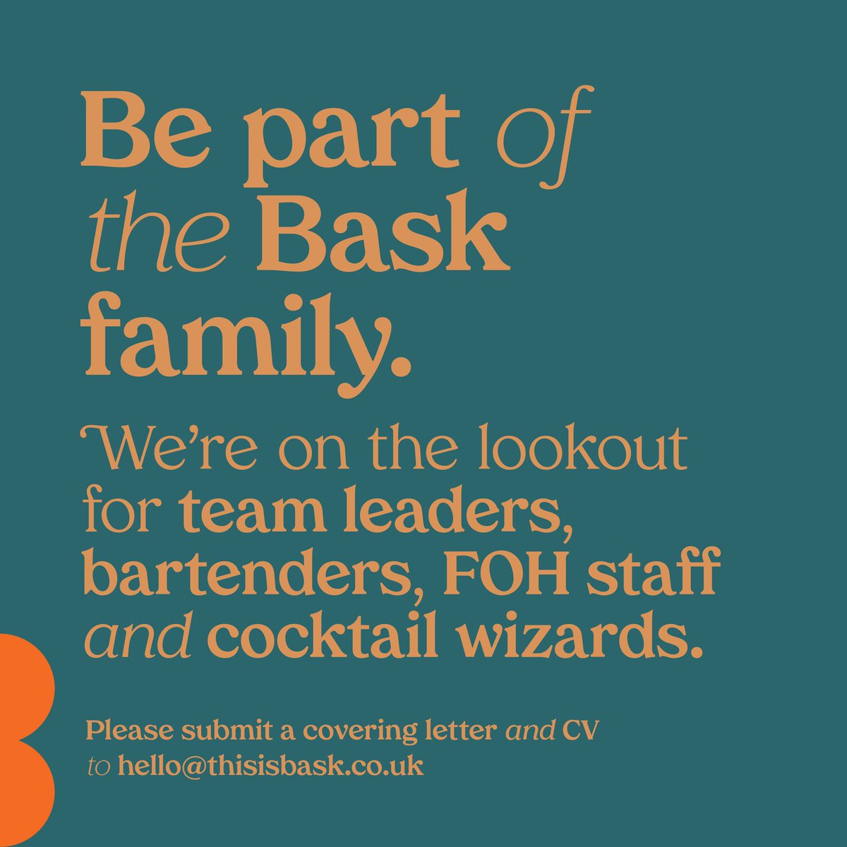 JOB INTERVIEWS HAPPENING NEXT WEEK 😱

Interested in being a part of a brand new exciting team? Course you are! Hit up hello@thisisbask.co.uk ☀️