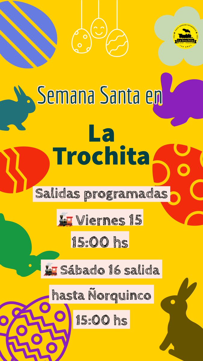🚂 EL MAITÉN ÑORQUINCO🚂

📍Salida inaugural trayecto El Maitén Ñorquinco
Sábado 16/4

📍 Sale 15 hs regresando 18 hs

📍 Precio promocional $2500

¡Subíte al tren!

Para reservas comunicarse al: 02945 - 495626
O al email: ferroelmaiten@gmail.com
