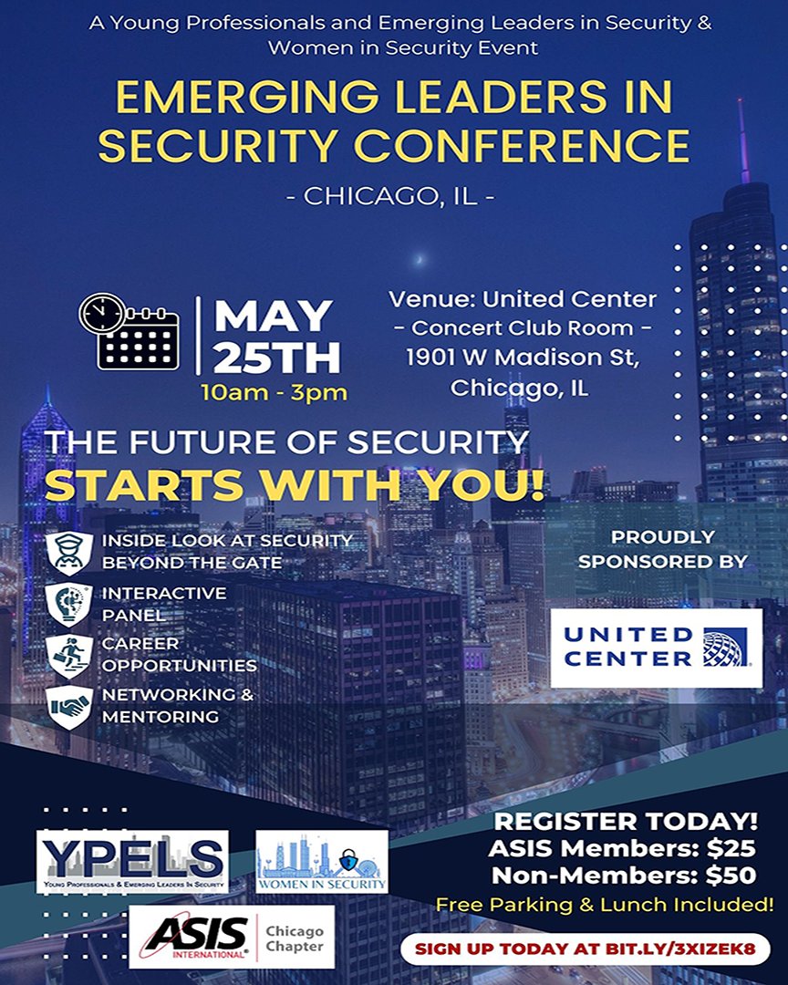The ASIS Chicago Chapter YPELS continues to serve as the leading resource to educate and develop young careerists by providing a forum to engage and learn from security thought leaders. See below for more information and register here: lnkd.in/d85HEyNQ
