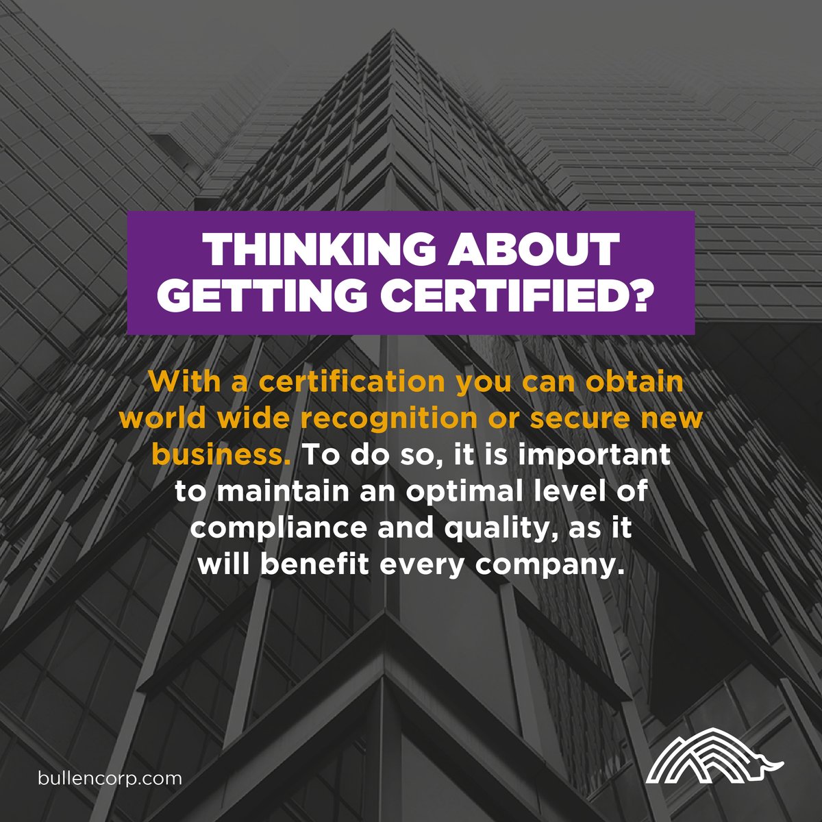 BullenCorp's tweet photo. Do you need consulting for your #certification process? We can help you. 

#Consulting  #ISO #NOMS https://t.co/83sOrPwCI6