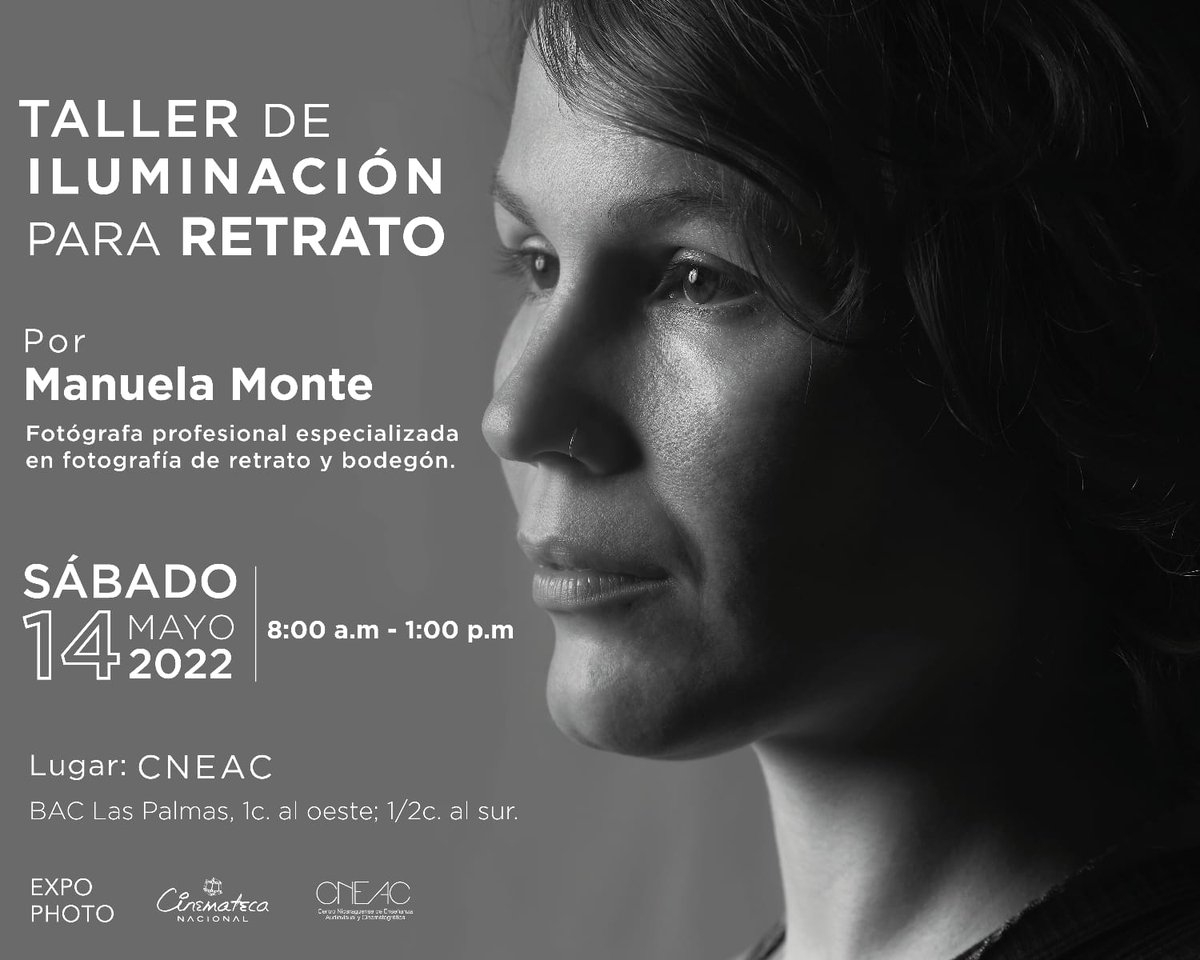 la_moralimpia's tweet photo. La @CinematecaNic de #Nicaragua abre convocatoria al Taller de fotografía " Iluminación para retratro". Para mayor información contacte al celular +50558690239 o al correo electrónico info@cinemateca.gob.ni #VeranoAmorAlegria @AdaCast63745869 @FelixAguirre123 https://t.co/jCq0iuhMDJ