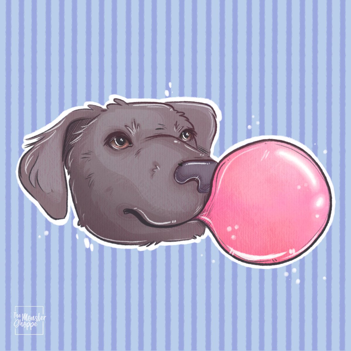 Monster_Shoppe's tweet photo. My sister dog Obi, such a handsome boy!
He is always chewing on something so I just had to draw him chewing gum and blowing a bubble!

#ArtistOnTwitter #blacklab #dogsoftwitter https://t.co/9NlJgoPvwp