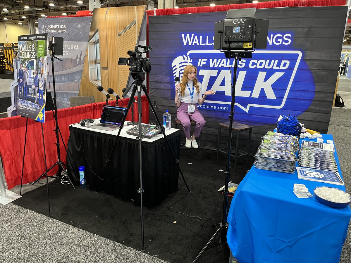 WallsnCeilings's tweet photo. W&C's booth setup at #INTEX2022. We brought “If Walls Could Talk” on-site! You'll have to wait a little longer to get your hands on the podcasts we did....but for now, enjoy these pics.
#podcast #IfWallsCouldTalk #constructionindustry #influencer https://t.co/oYVm3rsNvh