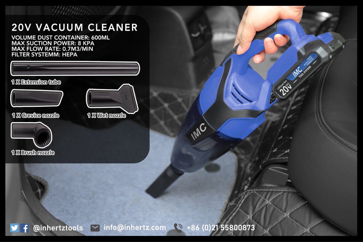 InhertzTools's tweet image. New! The hand-held 20V Vacuum Cleaner is durable, mechanical properties and corrosion resistance. Included 4 accessories and allows you to effectively cleaning work. It&apos;s compatiable with DuoVolt battery pack platform system or can be adapted into your own battery pack platform.
