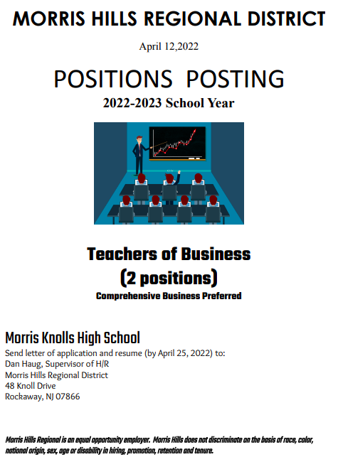MHRDBusiness's tweet photo. We're hiring!  Join one of the most comprehensive Business Education Departments in New Jersey! Apply today at https://t.co/gZitqVXx9B @NJBTEA https://t.co/Aod0LAt9ln