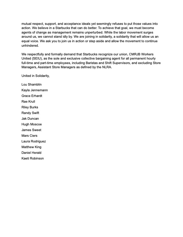 ♫ When Starbucks workers are under attack ♫
♫ Cincinnati, Ohio fights back! ♫
Welcome workers from 4th and Vine, putting Cincinnati on the map!