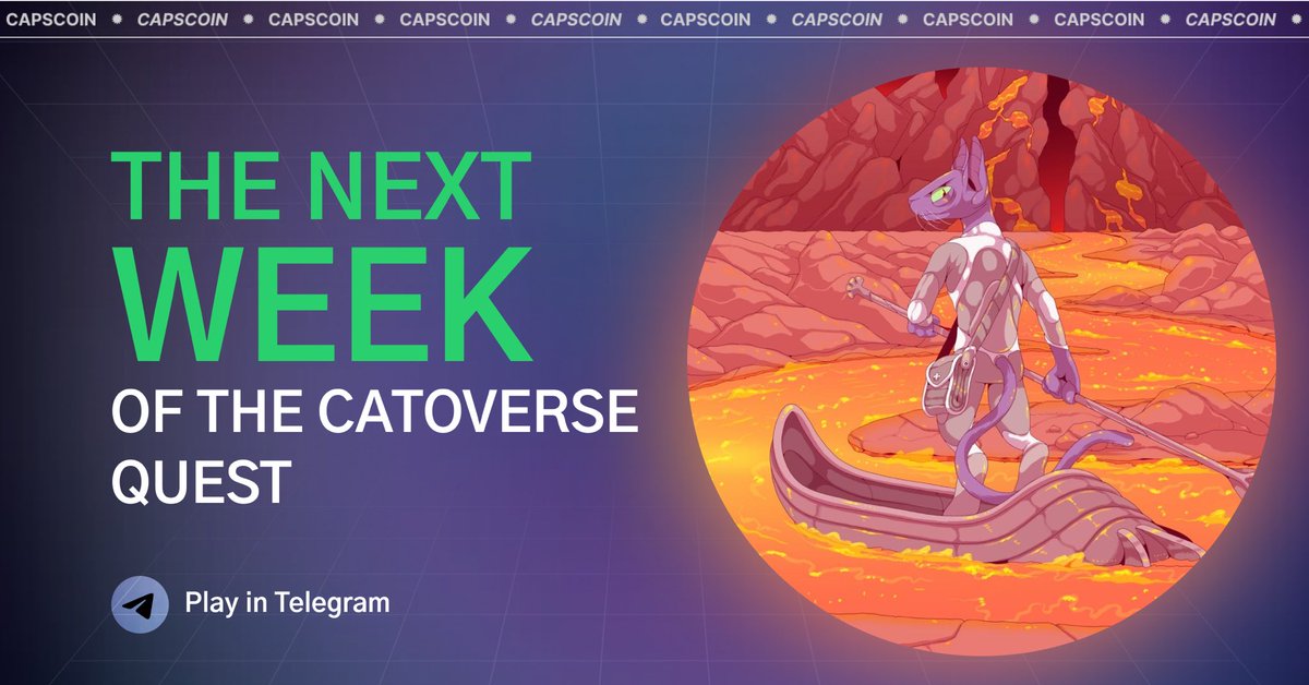 CapsCoin_io's tweet photo. 🕹The next week of the #Catoverse Quest has already begun!
✅Join the #CapsCoin Telegram bot, answer the #Quiz questions correctly and participate in the #CAPS raffle
On the Monday of each week - we summarize the results. 
Bot 👉 https://t.co/C8podE15nZ
#p2e #NFT https://t.co/SP4P8PUuIx
