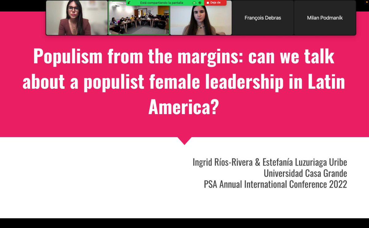ingridriosr's tweet image. Today at the Populism and Gender panel at the @populismPSA, presenting some of the results of our research project on female populist leadership with @NiaLuzuriaga. Also sharing the floor w/ interesting presentations by @BohdanaKurylo and F. Debras.

#PSA2022 @PolStudiesAssoc
