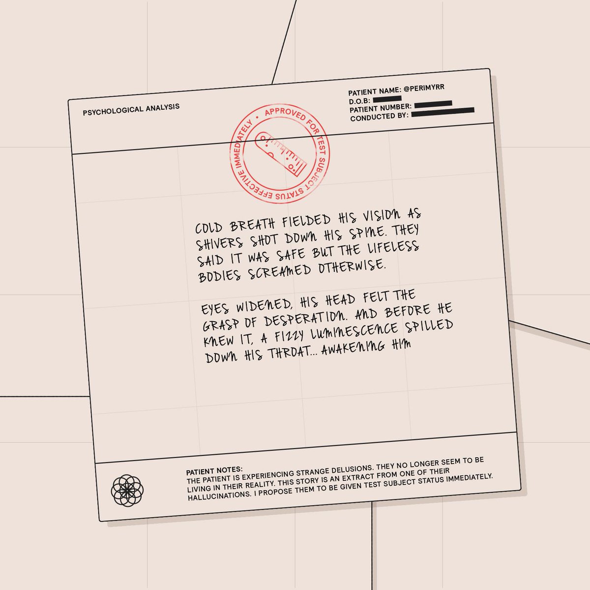 ThePossessedNFT's tweet image. 👩‍⚕️ Our Doctors have been analysing your #pssssdstory entries and have been extremely concerned with their findings 🧐 10 of the most disturbingly wonderful cases have been added to the Clinical Trials as new Test Subjects 🧪

The first 3 are @sirid_gaf @Perimyrr @Benbenconway 🧪