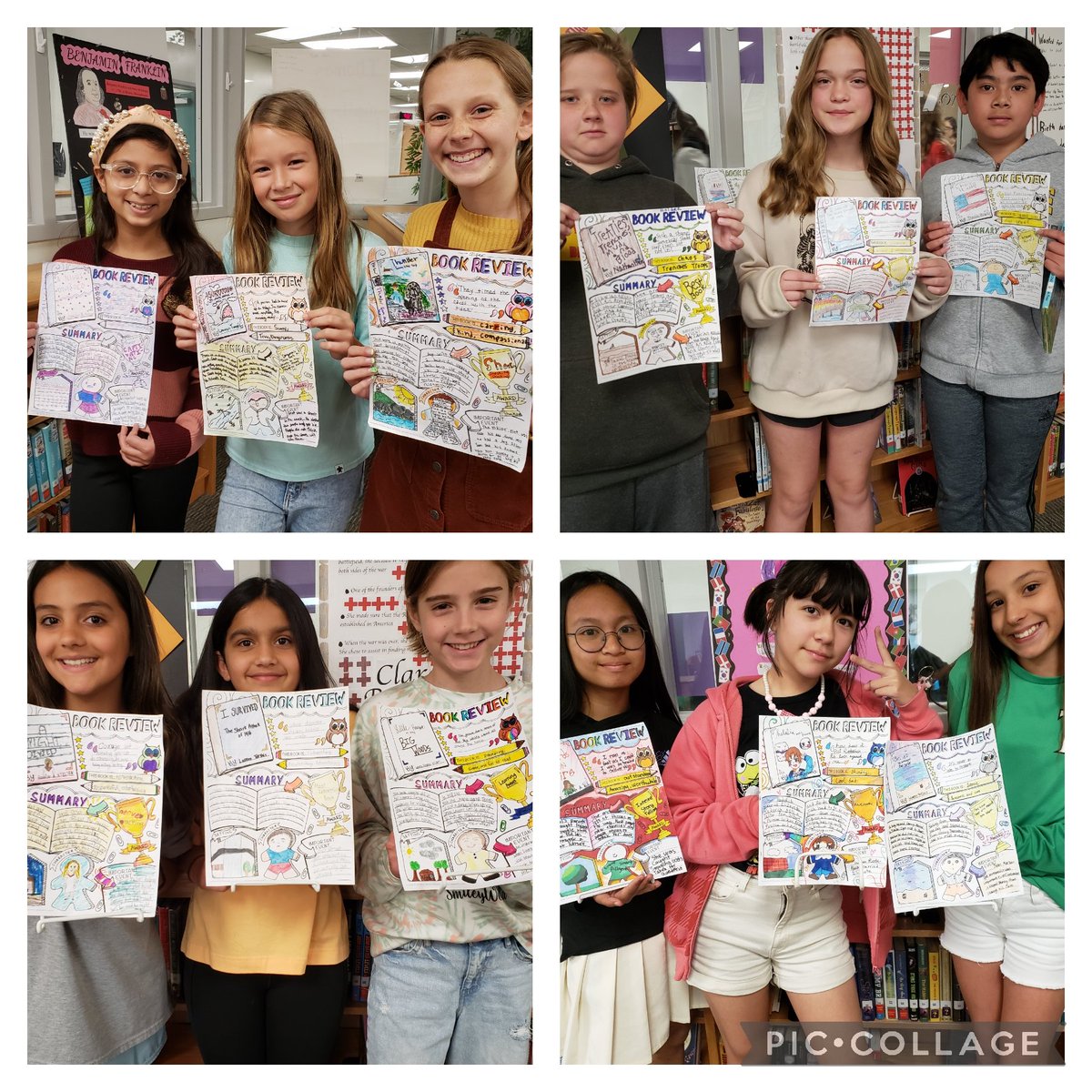DIS students from Mrs. Morgan's 5th grade ELA classes proudly show off their creative Book Review projects currently on display <a href="/DurhamLibraryTX/">DurhamLibrarytx</a> <a href="/CISDLibraries/">CISD Libraries</a> <a href="/Carrollisd/">Carroll ISD</a> @DonDurhamSLC