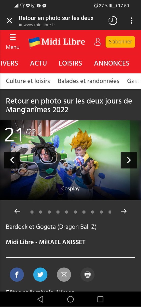 TremUrbex's tweet photo. 📍[Quelque part sur Terre..] BROLY et GOGETA, c'était à manganimes ! 
➕Photo du Journal MIDI LIBRE (un grand merci à vous d'être passé nous voir !) 😊
📸 : Mikael Anisset 🗞️
_____________
#brolycosplay #brolyvsgogeta #gogetacosplay #dragonballcosplayers  #cosplayphotography https://t.co/TVLkaUWMUA