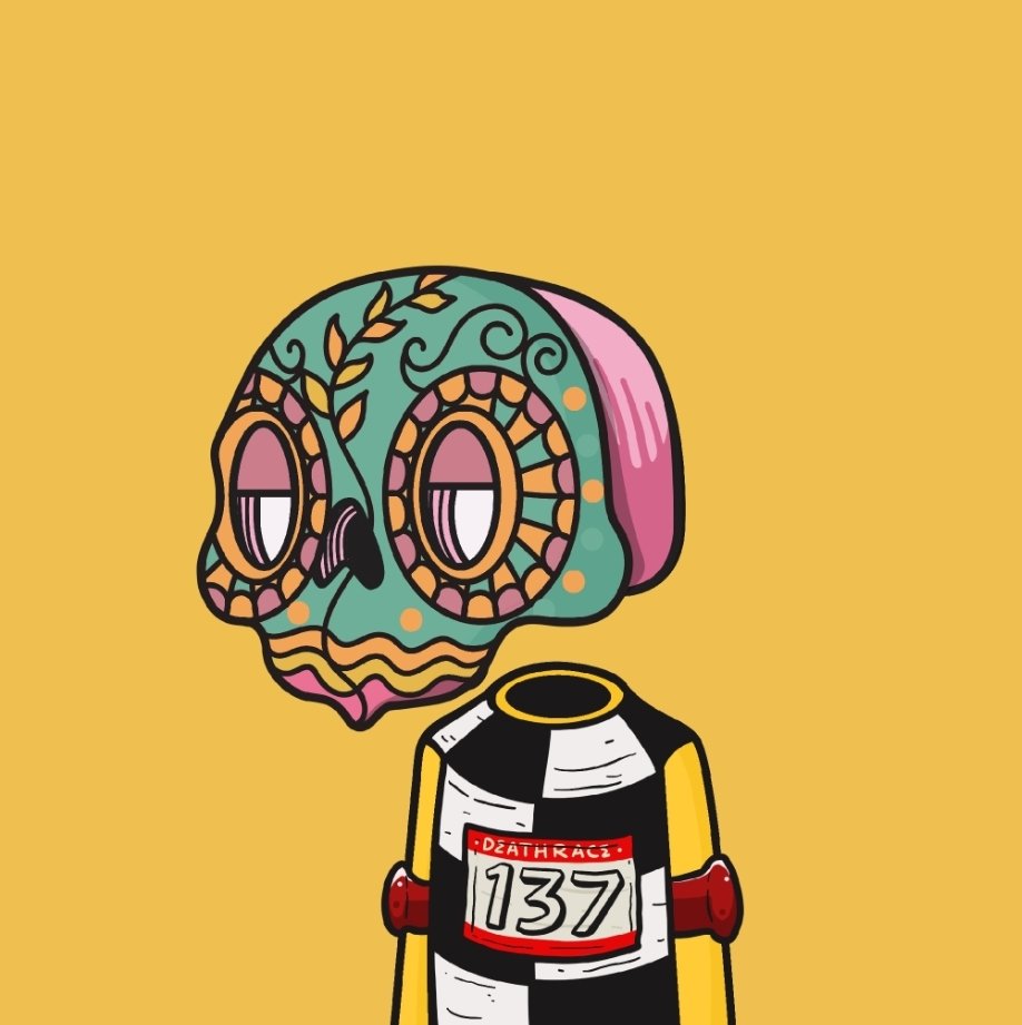 _jp_eth's tweet image. Driving safe as a true Deathracer 137! #muertostakeover @los_muertosNFT #LosPumpos