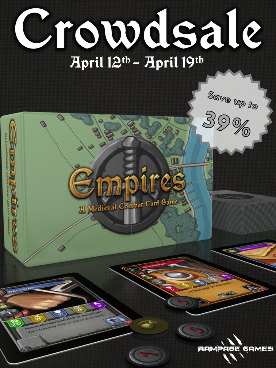 EMPIRES IS LIVE! Be sure to grab your copy today, the campaign is for 1 week only! thegamecrafter.com/crowdsale/empi…