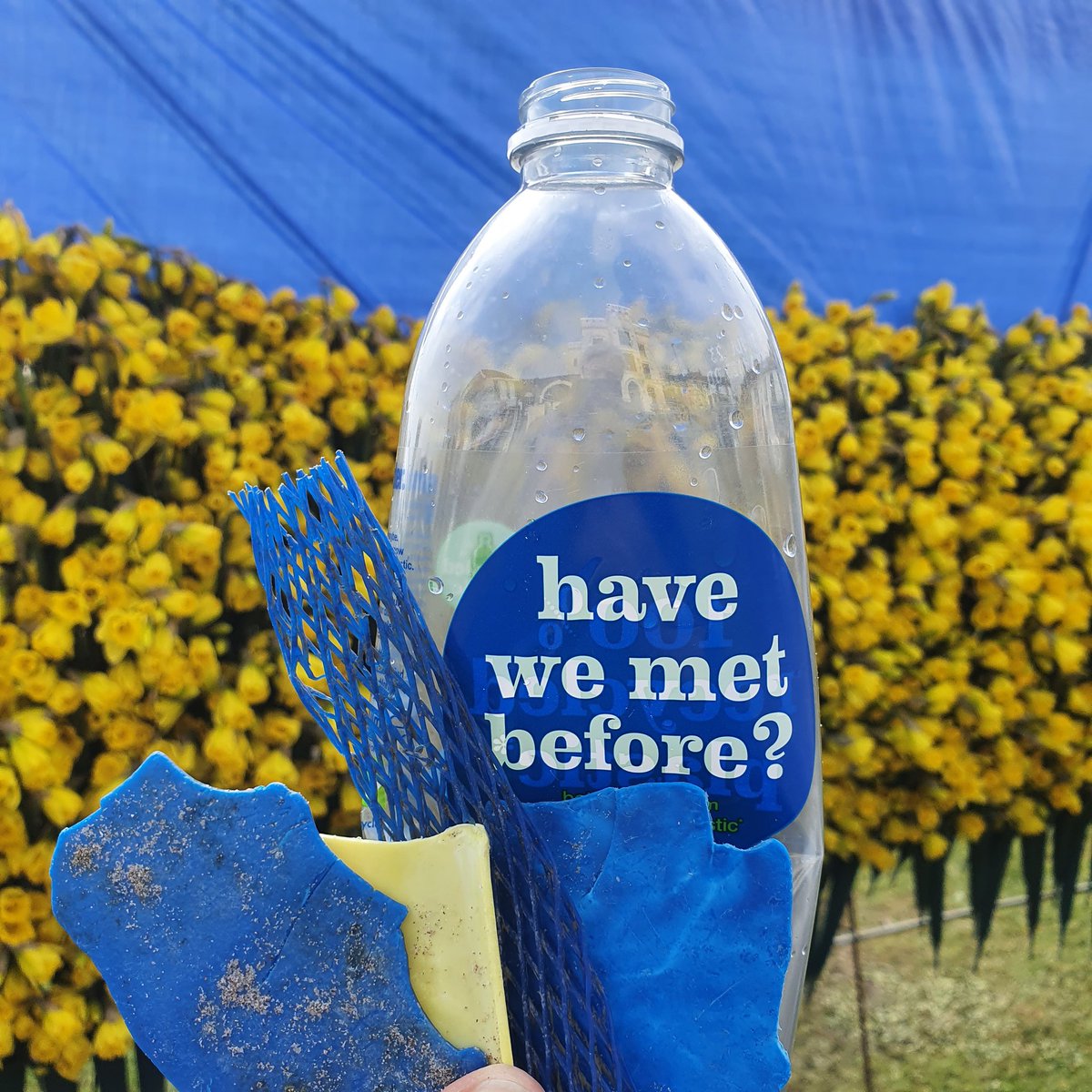 glittersocks16's tweet photo. @blasytir @sfootharbour @violetandwylde @MySaundersfoot @PuffinProduce Stood to admire it before today's #2minutebeachclean and ended up with a largely blue + yellow haul!  💙💛 #poweroftheflower 🇺🇦 https://t.co/aZC8f4HOiH