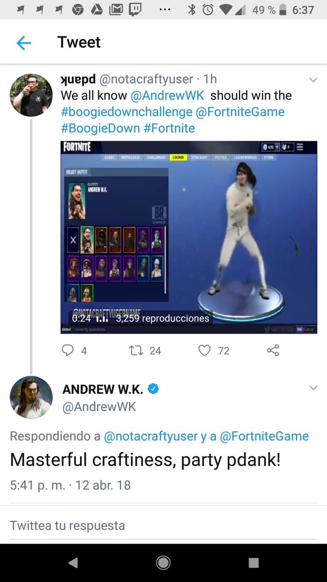 notacraftyuser's tweet photo. Still one of my favorite accomplishments on this app is 4 years ago today having Andrew W.K. say #pdank @spizzyspose @SposeArmy https://t.co/B1bWOI68Bu