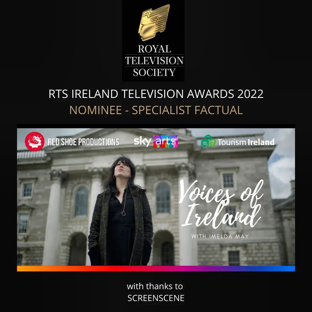 I’m proud to see Voices of Ireland nominated for a <a href="/RTS_media/">Royal Television Society</a> Ireland award in the category of ‘Specialist Factual’ programme.

Good luck to the mighty Maggie Breathnach who produced this beauty and all the crew and creatives who worked so hard on this documentary. 
<a href="/redshoe_tv/">Red Shoe Productions</a>