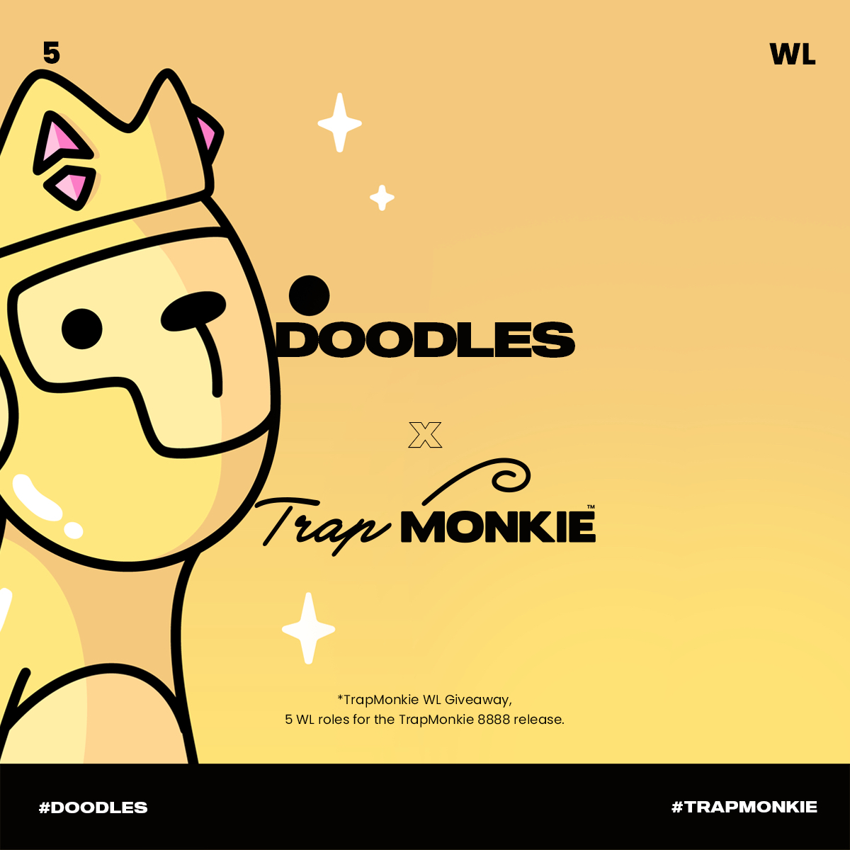 Trap Doodles <a href="/doodles/">doodles</a> 🤝📷

To celebrate we are giving away 5 TL spots 🔥🔥
 
To enter:
- Follow <a href="/TrapMonkie/">TrapMonkie™ NFT</a> &amp; <a href="/doodles/">doodles</a> 💯
- RT &amp; Like 💙
- Tag friends 🐵

Good luck! ⌛