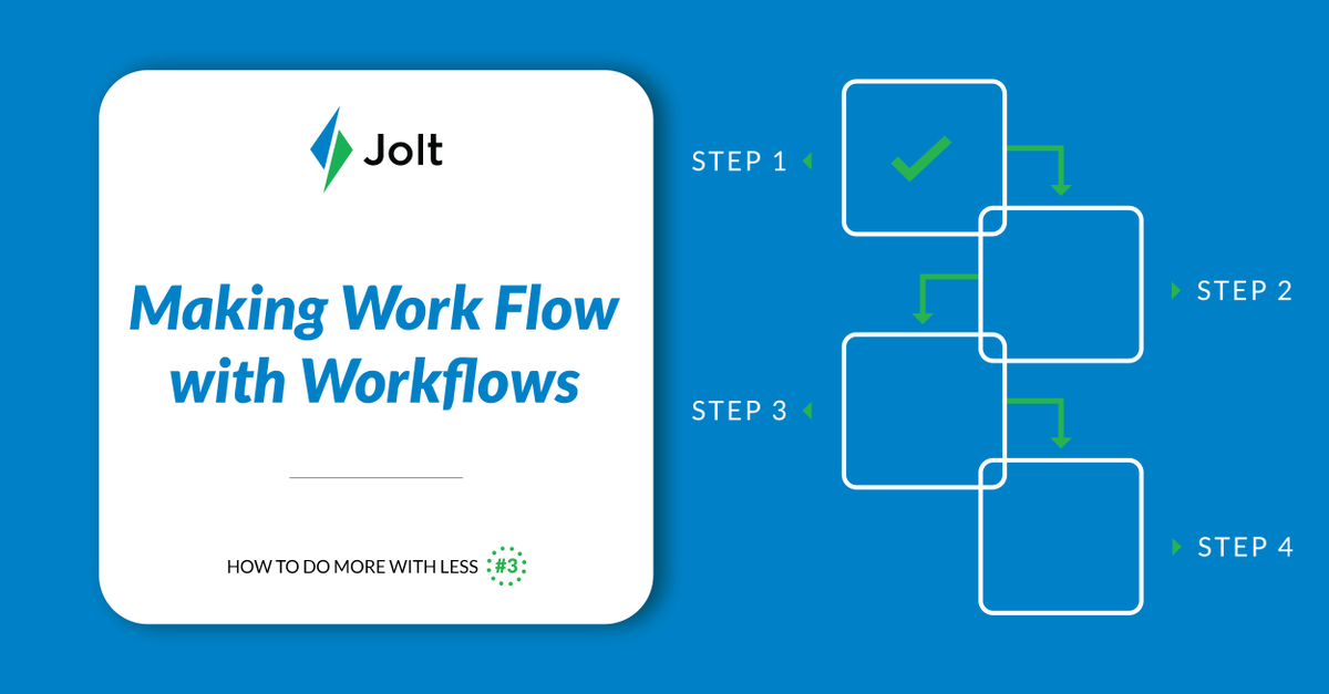 JoltSoftware's tweet photo. Check out the third post in our series, How to Do More with Less! This one is about using workflows to create awareness around a task that requires timely corrective action. Read it here: https://t.co/t1yc5Ps4rT
#JoltSoftware #teamaccountability #domorewithless https://t.co/kms4mkoAbL