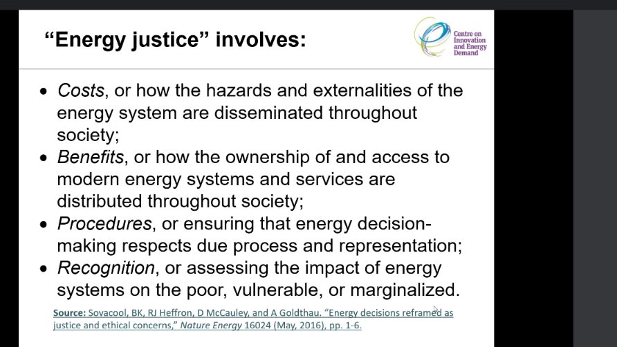 Excellent lunchtime seminar <a href="/ontariotech_u/">Ontario Tech University</a> today, featuring <a href="/BenjaminSovaco1/">Benjamin Sovacool</a> on energy justice and decarbonization. While our energy choices are moral ones, there are policy tools that can address injustices in nuclear and renewable energy supply chains.  qmro.qmul.ac.uk/xmlui/bitstrea…