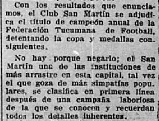 Año 1923... #SanMartínTuc🇦🇹 conseguía su 2do Torneo Anual (5° título oficial). 14 años de vida del club. "UNA DE LAS INSTITUCIONES DE MÁS ARRASTRE EN ESTA CAPITAL, TAL VEZ EL QUE GOZA DE MÁS SIMPATÍAS POPULARES"